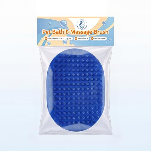 Rubber Grooming Brush for Dogs & Cats (Blue)