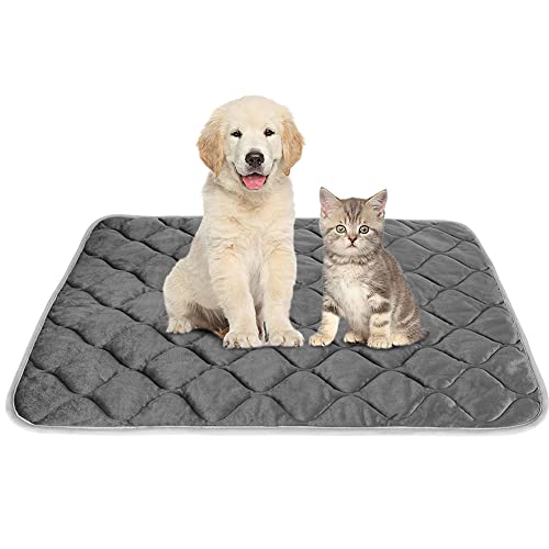 Self Warming Cat Bed Self Heating Cat Mat Thermal Pet Bed Mat Self (34.6"L x 22.8"W x 0.5"Th / Grey)