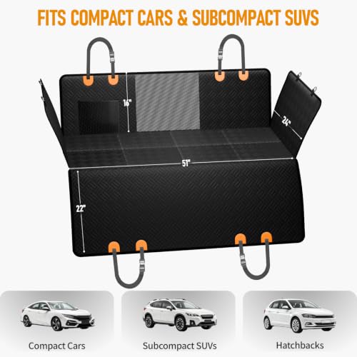 Dog Car Seat Cover for Back Seat (orange / 51"-Compact Cars & Subcompact SUVs)