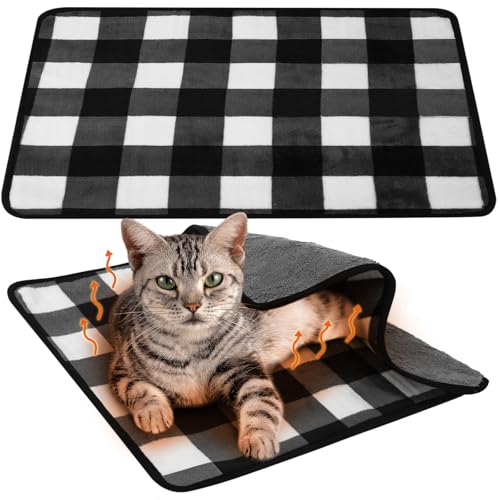 2 Pcs Large Self Warming Cat Pad Self Heating Cat Mat Bed Dog Crate Pet Blankets Thermal Heated Bed Mat for Outdoor Indoor Newborn Kittens Puppies Dog (24 x 18)
