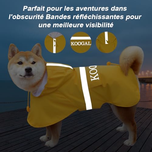 Dog Raincoat Waterproof Hooded (Yellow / 3XL-Fit for 33 to 44 pounds)