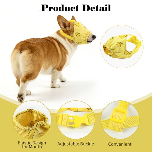Dog Calming Cap Eye Mask Ducks Nylon Shading Pet Anxiety Mask Muzzle for Grooming Anti Car Sickness (Yellow Duck / S)
