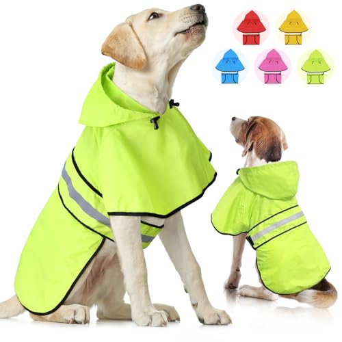 Dog Raincoat Waterproof Dog Rain Jacket with Leash Hole (Large / Green)