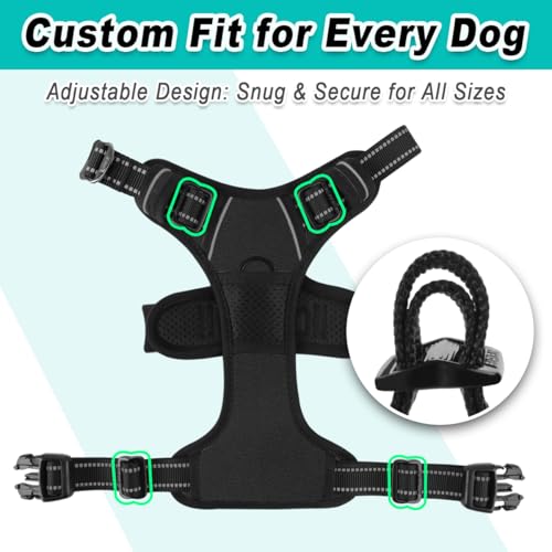 Dog Harness for Large Dog No Pull 2 Clips 3 Buckles Dog Vest (Large / New Black)