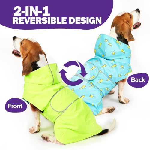 Dog Raincoat Reversible Dog Rain Jacket (Neon Green / 3X-Large)