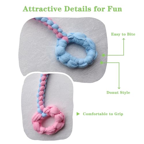 Braided Fleece Dog Tug Toy (Pink/Blue-Donut)