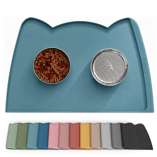 Large Dog Food Mat (24"L x 15"W / Light Blue)