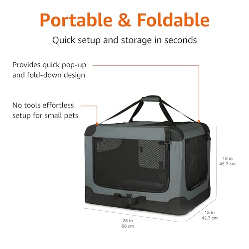 Portable Folding Soft Dog Crate (Grey / 26.0"L x 18.0"W x 18.0"H)