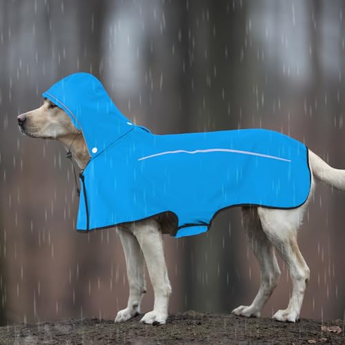 Dog Raincoat Adjustable Waterproof Pet Rain Jacket (Blue / Small)