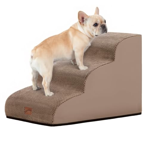 Dog Stairs for Small Dogs (Camel / 3-Step (22.4"D x 15.7"W x 15.7"H))
