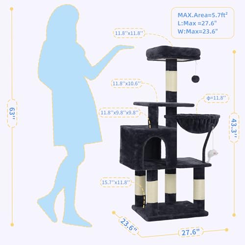 Cat Tree with Toy (43.3 inch / Smoky Gray)