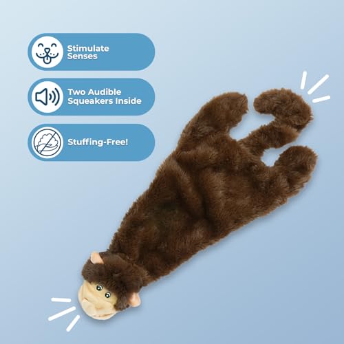 2-in-1 Stuffless Squeaky Dog Toy - Monkey&Squirrel, Small (Multicolor/Monkey & Squirrel / Small)