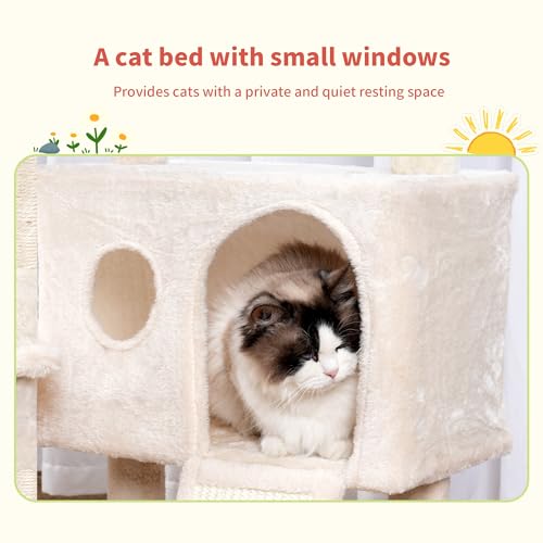 Cat Tree Tower with Removable Toys (41.3 Inches / Beige)