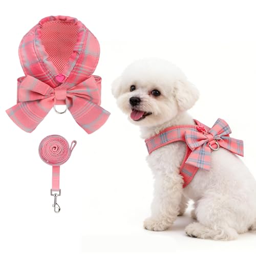 Small Dog Harness and Leash Set (PINK / XS (Chest Girth: 11.8"-13.4"))