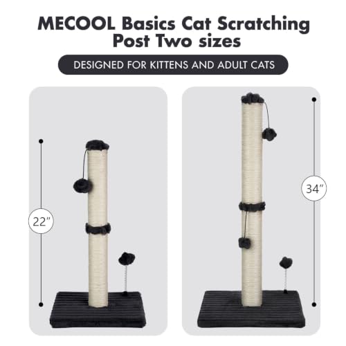34“ Tall Cat Scratching Post Premium Basics Kitten Scratcher Sisal Scratch Posts Trees with Hanging Ball for Indoor Cats (34 inches for Adult Cats / Charcoal Gray)