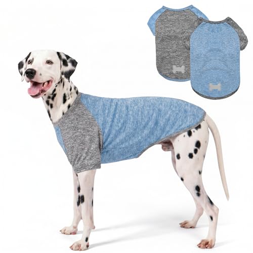 2Pack Dog Shirt for Large Dogs Sun Protection Tank Top with Sleeves (XXX-Large (55-75lbs) / 1# 2Pack(Blue+Grey))