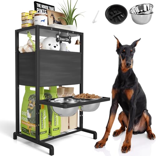 Elevated Dog Bowls (Storage Station & Adjustalbe Stand 4.5-12")