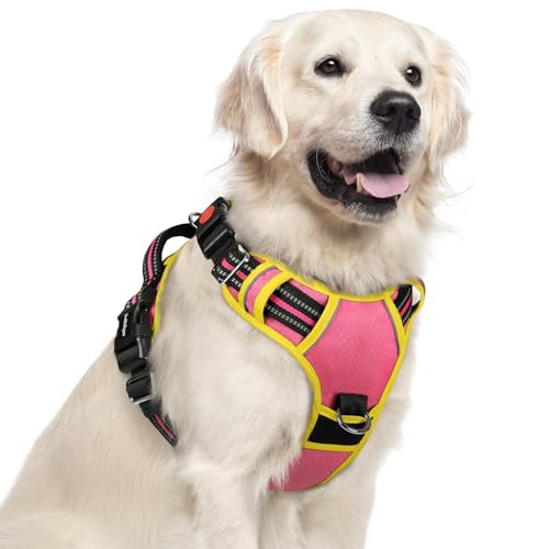 Dog Harness for Large (Pink & Yellow / X-Large)