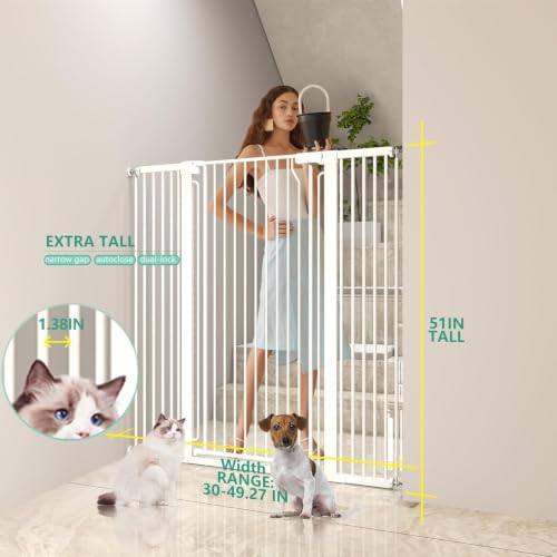 51" Extra Tall Cat Gate 30" (White / 51"H,30-49.27W)