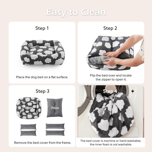 XL Dog Beds Large Sized Dog (Cozy Clouds Grey / XL (42"x36"x9"))