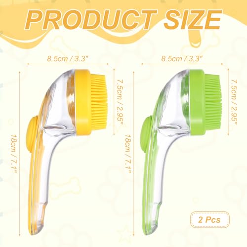 2Pcs Pet Bath Brush (Yellow/Green)