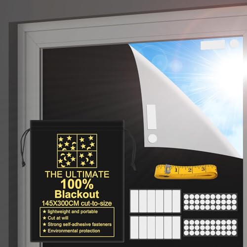 Blackout Curtains 100% Blackout Blinds Window Cover Portable Shades 118x57” (57"W x 118"L (Pack of 1))