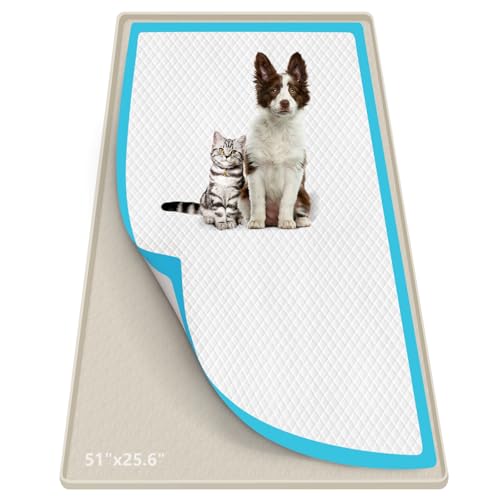 Pee Pad Holder for Dogs 51''x25.6'' Silicone Puppy Pee Pad Tray (Beige)