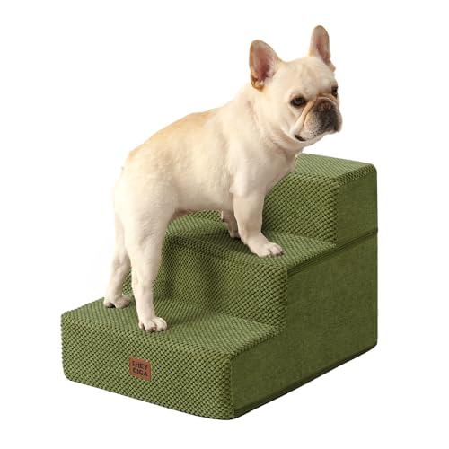 Dog Stairs for Small Dogs 13.5" H (Olive Green / Standard 15" x 18" x 13.5")