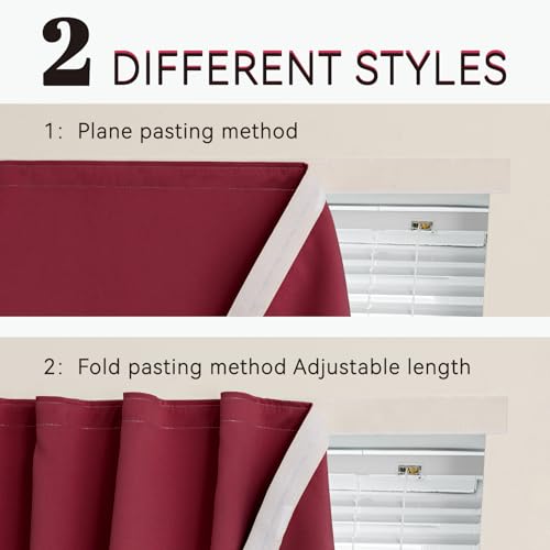 Self Adhesive Blackout Curtains (Burgundy / 59"W x 96"L (Pack of 1))