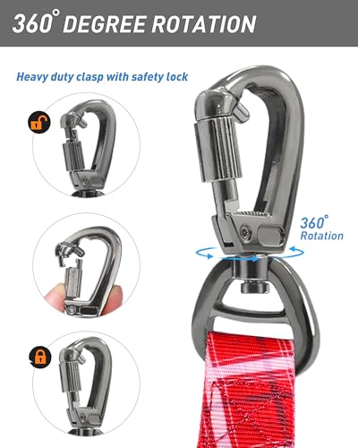 Tactical Bungee Shock Absorbing No Pull Dog Leash (Red plaid)