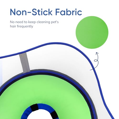 Raised Inflatable Dog Cone Collar to Stop Licking (Smooth Green / L(Neck 12"-16"))