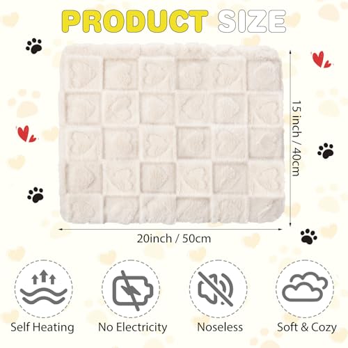 3 Pack Self Warming Cat Bed Mat Self Heating Dog Pad Reflects Body Warm Thermal Pet Pad Washable Non Slip Crate Kennel Bed Mat for Indoor Outdoor (Cream)