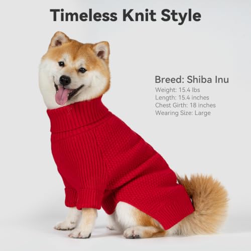 Dog Sweater Long Sleeve Warm Sweaters for Small Dogs Boy Girl Cats (Red / Small)