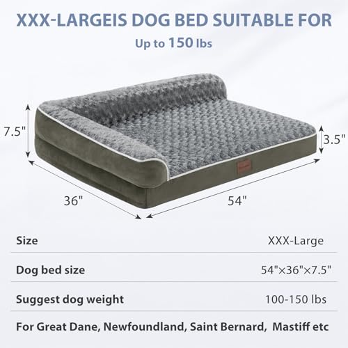 Orthopedic Washable Dog Bed (Dark Green / 54.0"l x 36.0"w x 7.5"th)