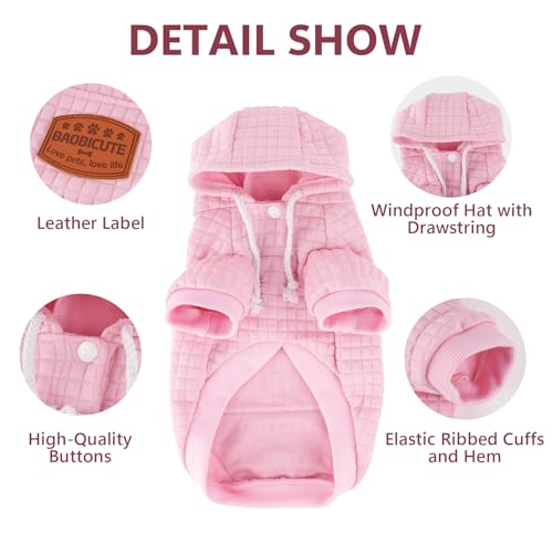1 Pack Dog Hoodie Sweaters for Small Medium Dogs Warm Dog Clothes for Large Dogs Soft Waffle (Pink / XXS (Back: 8",Chest: 11",2.5-5lbs))