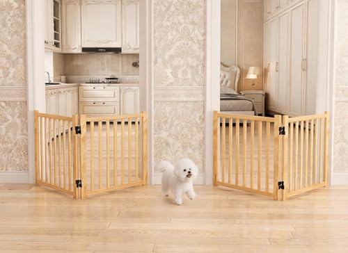 Non Painted Wooden Freestanding Dog Gates (【2 Panel x 2PC】-23“ H)