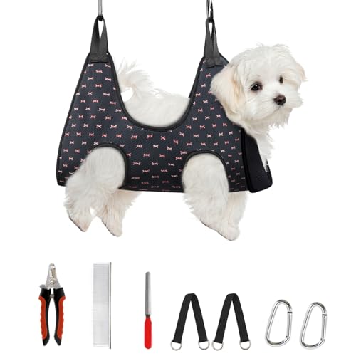 Dog Grooming Hammock for Nail Trimming (XS（ Max 16 Lb：Leg space: 4.9"-10.5"） / Blackcurrant)