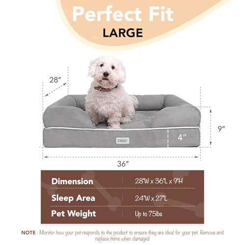 Orthopedic Dog Bed (Memory Foam Dog Bed / Chester Brown / Large (36" x 28" x 9"))