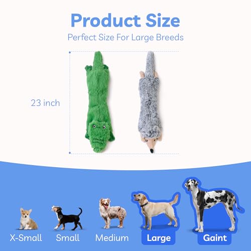 Dog Squeaky Toys No Stuffing 2 Pack (Large / Fur Plush-2 Pack)