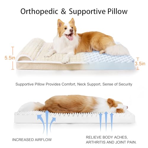 Orthopedic Large Dog Bed Pillow Pet Sofa Bed 48''X30'' Ivory (Ivory / 48"L x 30"W x 3.5"Th)