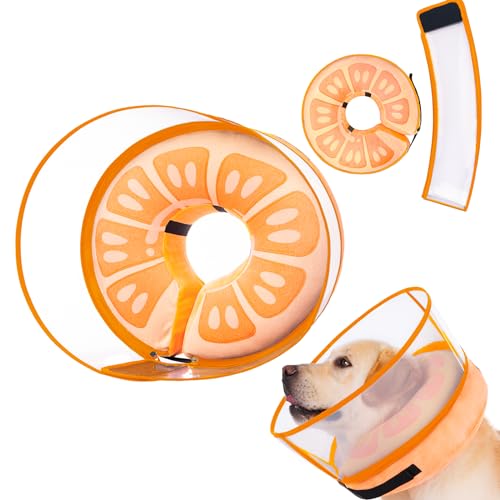 Inflatable Dog Cone Collar for Large Medium Small Dogs (Orange / Medium Plus)