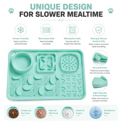 Silicone Dog Slow Feeder Lick Mat with Suction Cups (mint green)