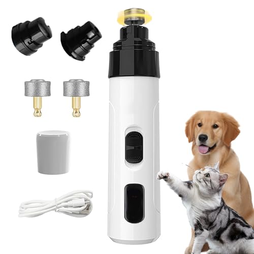 Silent Pet Nail Grinder for Dogs & Cats (White)