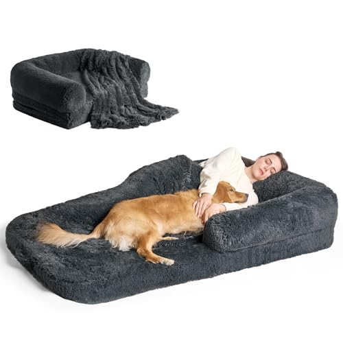 Orthopedic Foldable Human Dog Bed (72x44x11(Folded 44x36) / Dark Grey)