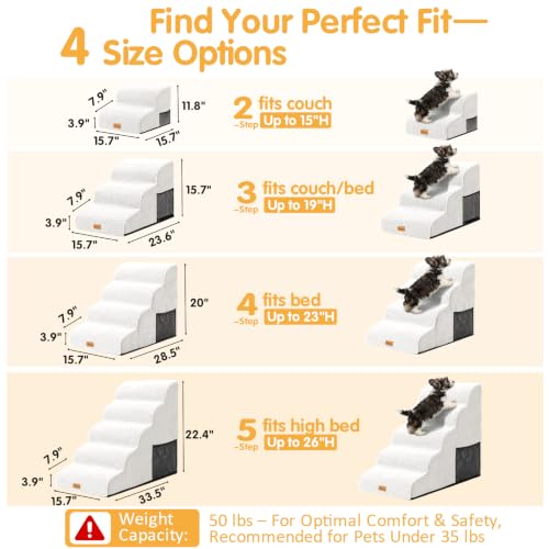 High Density Foam Dog Steps 4 Tiers (White / 28.5*15.7*20.5)