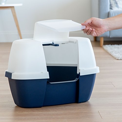 Large Corner Cat Litter Box (Corner Enclosed / Navy)