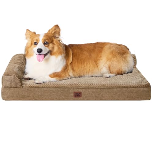 Large Dog Bed Memory Foam for Crate (Camel / 35.0"L x 22.0"W x 6"Th)