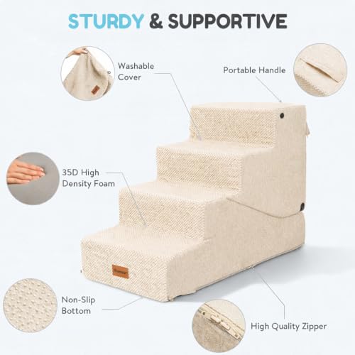 4 Step Dog Stair and Ramp for Small Dogs and Cats