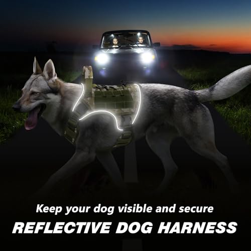 Tactical Dog Harness for Extra Large Dogs (Green&Camo / XX-Large: 110-160 lbs (Chest:36-43",Neck:26-37"))
