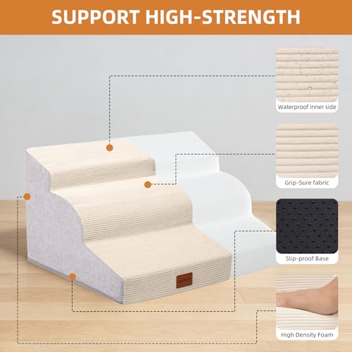 Dog Stairs for Small Dogs (Beige / 15.7x22.4x15.7in)